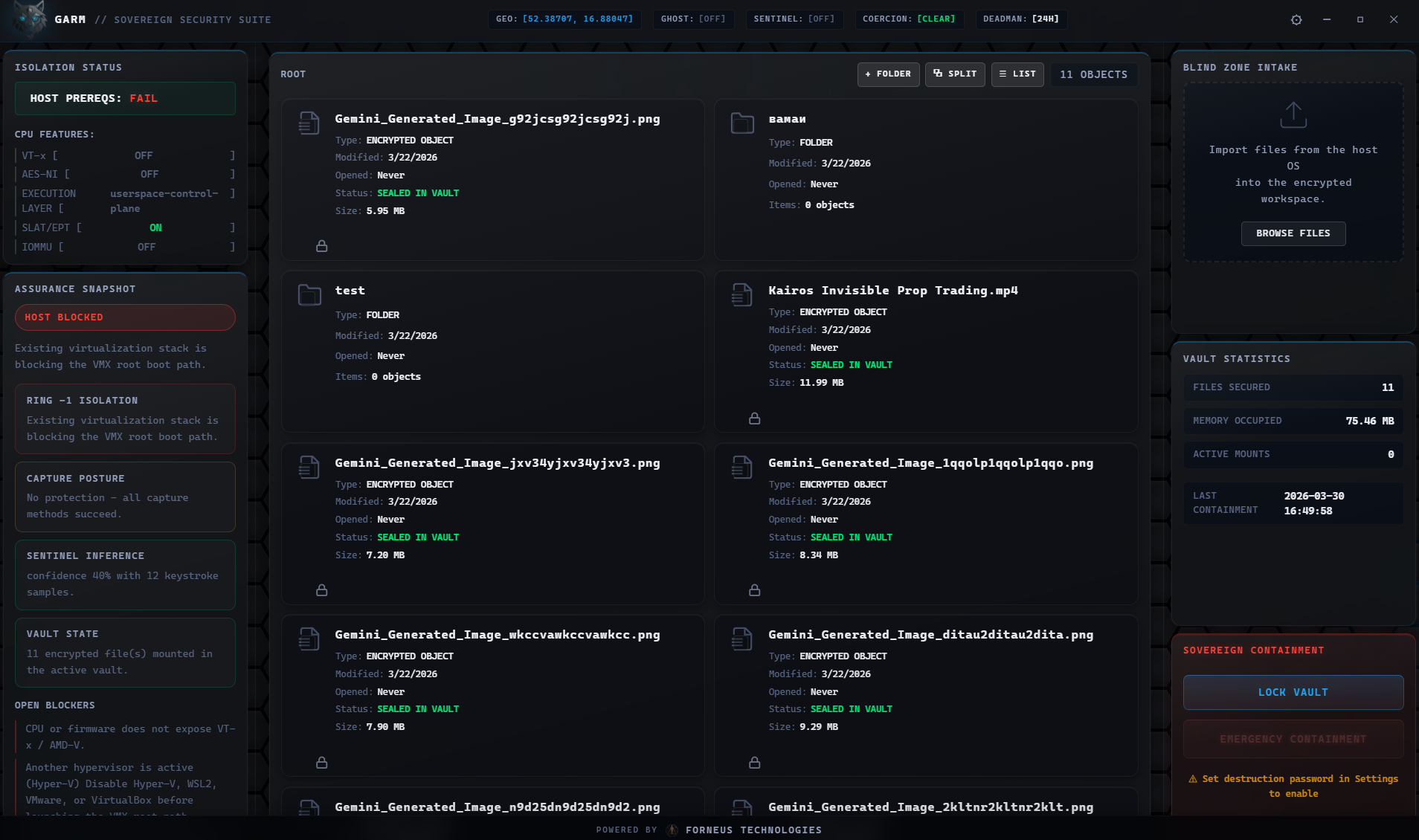 Neural Vault File System Screen